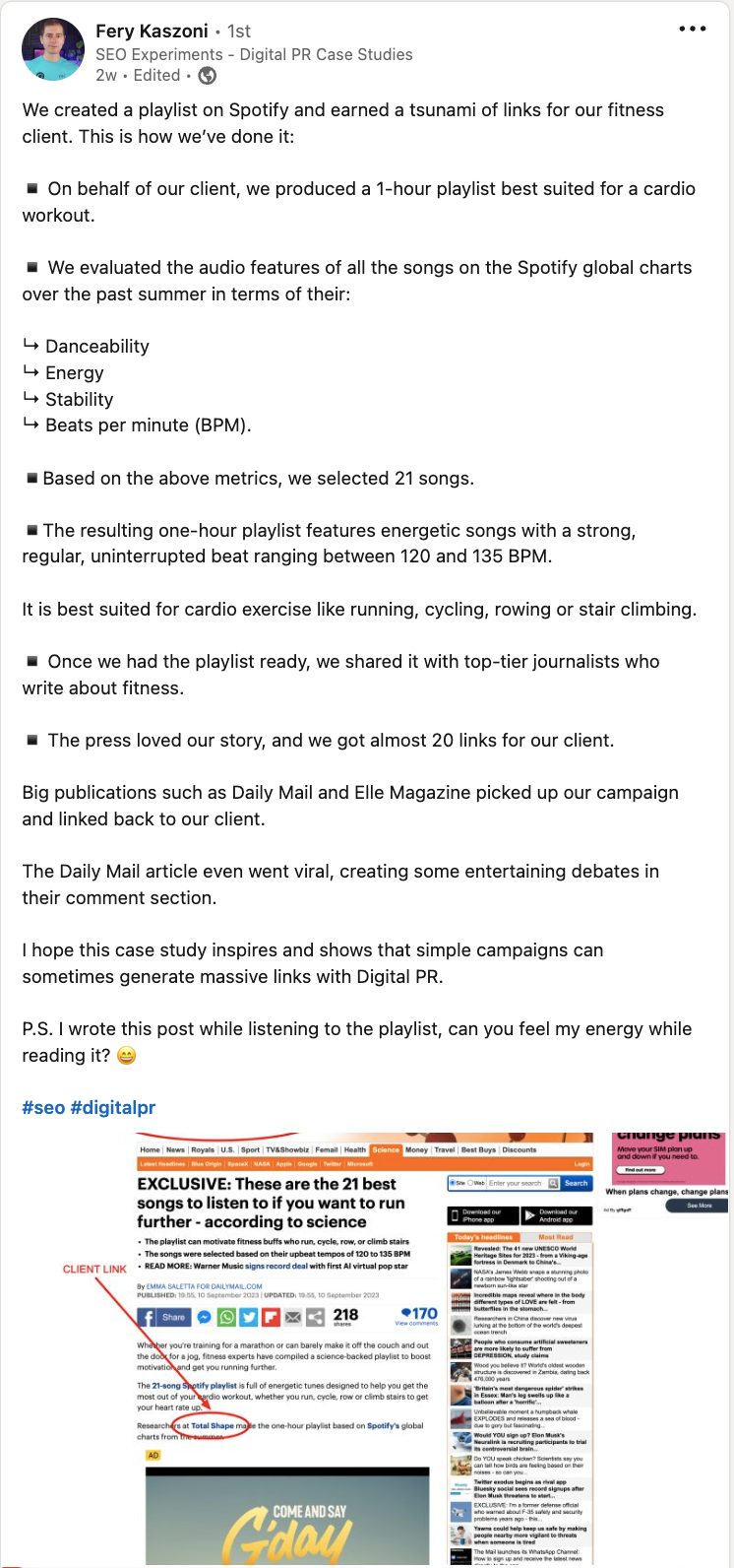 An example of content category buzz, how to get people talking about you.  