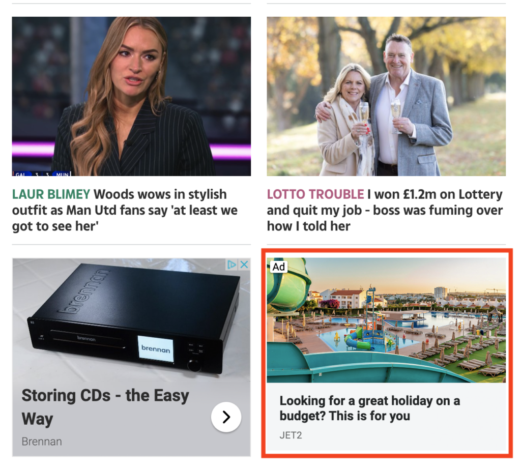 Example of a native advert on a news site  often run by performance marketers