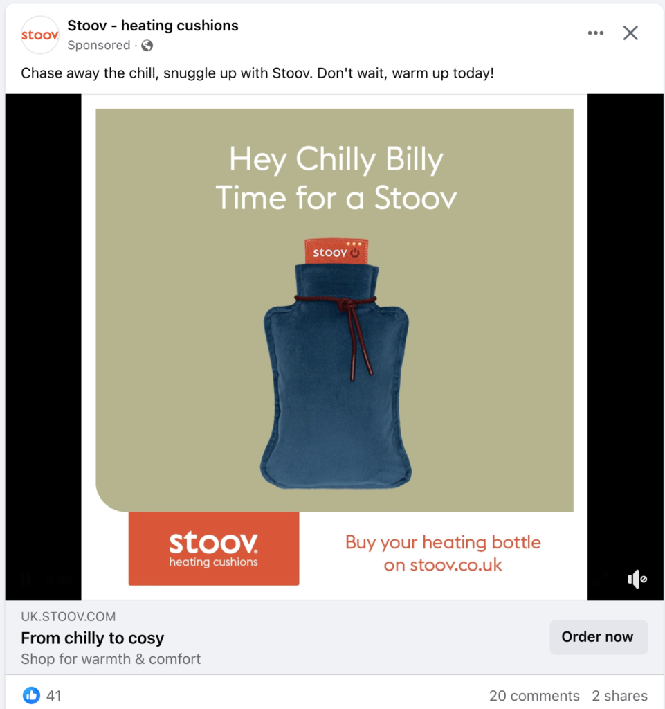 Example of a performance marketing social ad