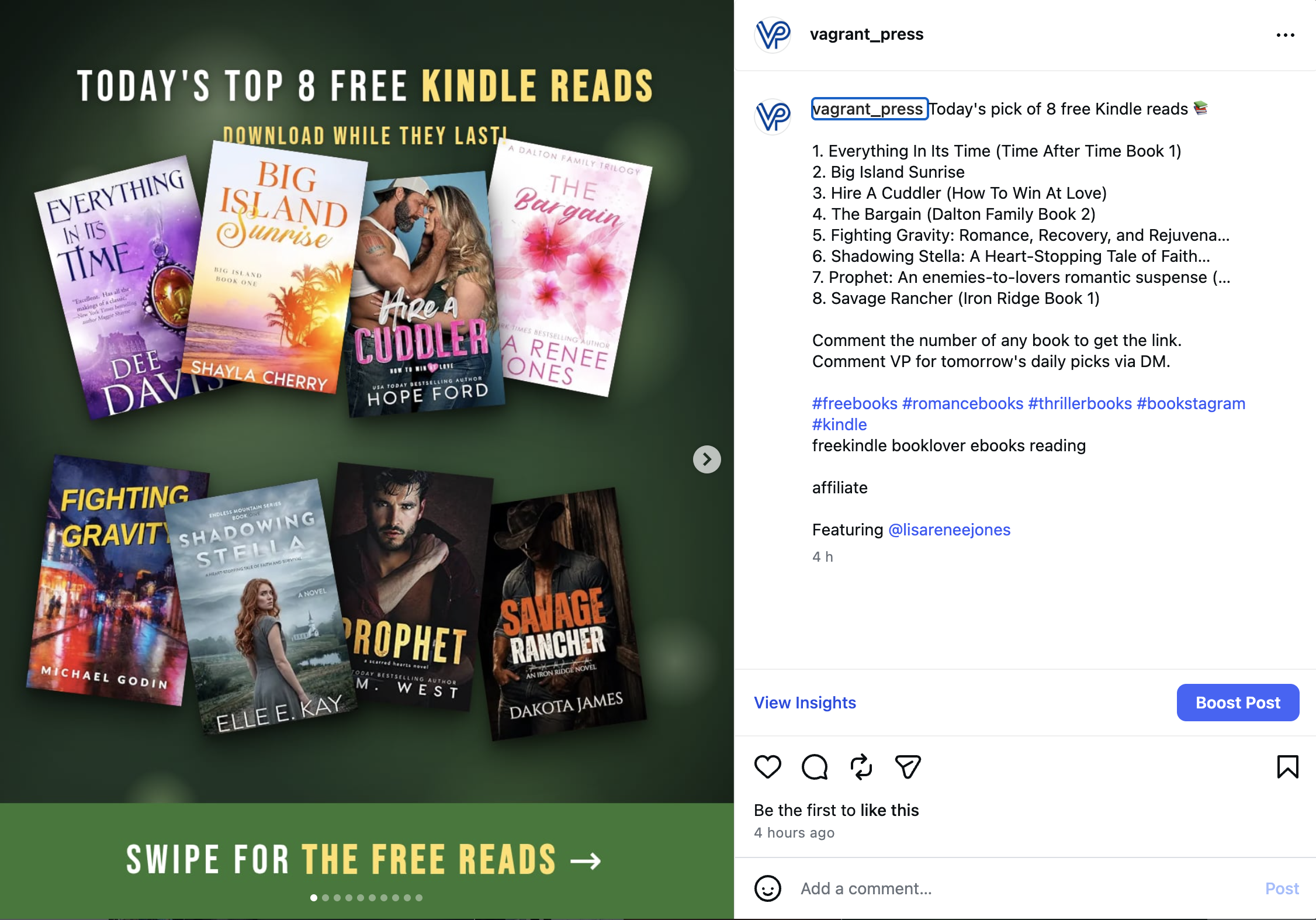 An Instagram post created and published automatically by the system