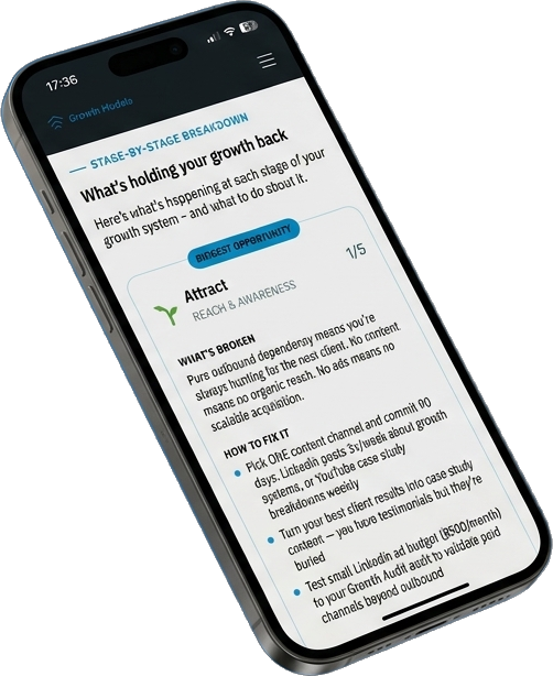 The Growth Diagnostic report shown on a phone